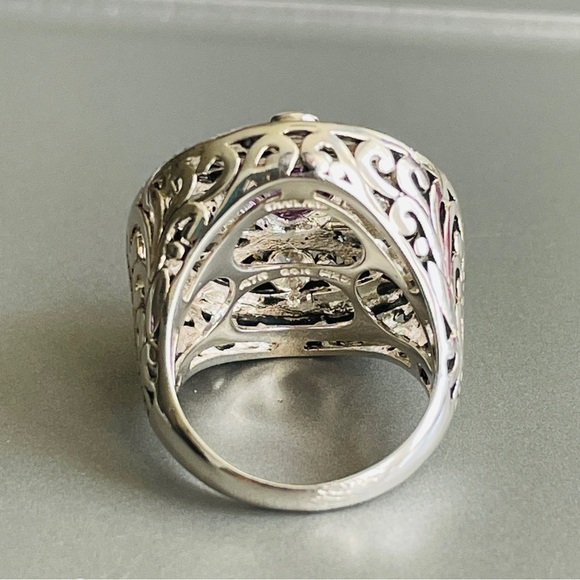 ATR Designer 14k Gold & Sterling Silver Amethyst & Topaz Cocktail Scroll… - Picture 5 of 13